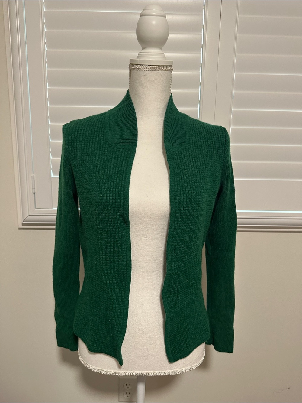 St. John Emerald Green Cashmere Open-Front Knit Cardigan Small | Au